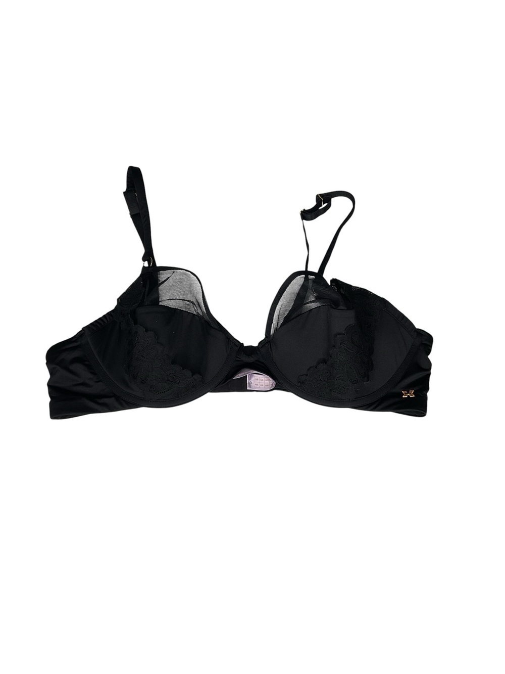 Savage X Fenty Black Sheer Lace Underwire Bra 40D Unlined Mesh Lingerie